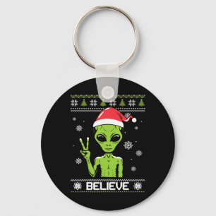 Alien Christmas Sweater glauben Funny Xmas Alien S Schlüsselanhänger