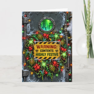 Alien-Christsternkranz an einem frostigen Sci-Fi-L Feiertagskarte