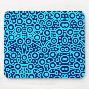 Alien Circuit II - Cyan on Dark Blue Mousepad