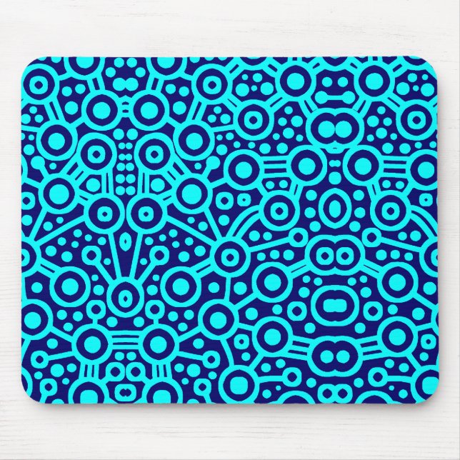 Alien Circuit II - Cyan on Dark Blue Mousepad (Vorne)