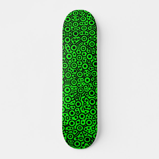 Alien Circuit III - Schwarz auf Grün Skateboard (Vorne)