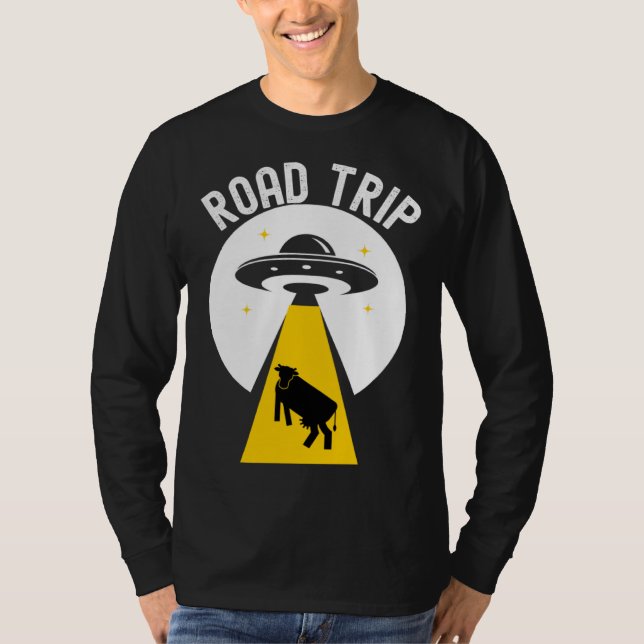 Alien cow abduction UFO spaceship Road trip T-Shirt (Vorderseite)