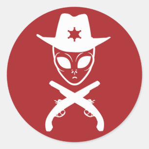Alien Cowboy Runder Aufkleber