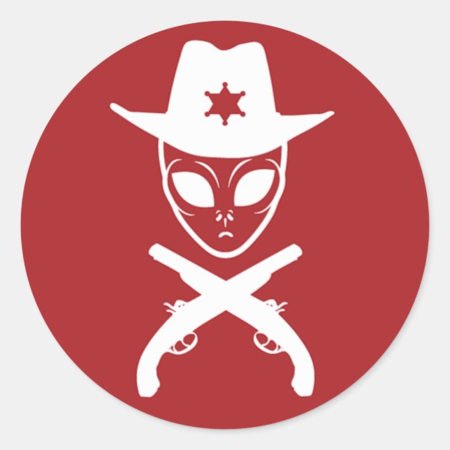 Alien Cowboy Runder Aufkleber (Vorderseite)
