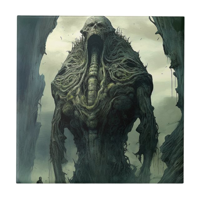 Alien Creature Sci-fi Horror Art Fliese (Vorderseite)