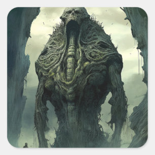 Alien Creature Sci-fi Horror Art Quadratischer Aufkleber