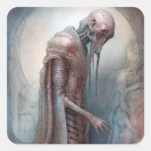 Alien Creature Science Fiction Quadratischer Aufkleber