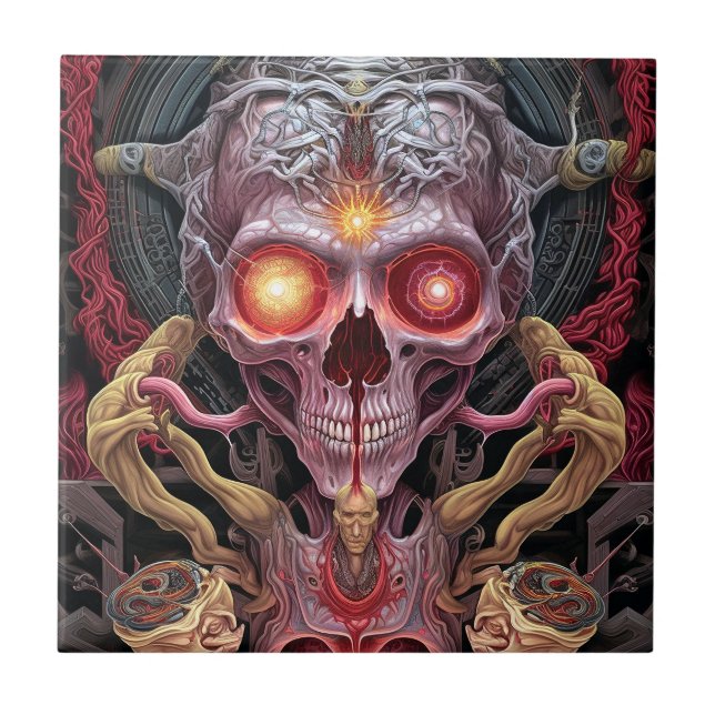 Alien Creature Surreal Horror Art Fliese (Vorderseite)