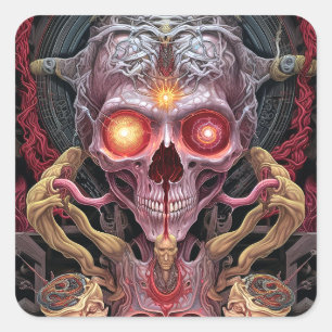 Alien Creature Surreal Horror Art Quadratischer Aufkleber