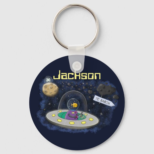 Alien — Darstellung des Cartoon des Raumschiffes d Schlüsselanhänger (Vorderseite)