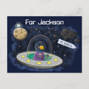 Alien — Darstellung des Cartoon von Raumschiffen Postkarte