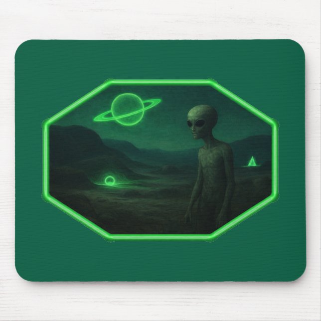 Alien, der über eine dunkle, trostlose Landschaft  Mousepad (Vorne)