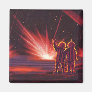 Alien der Vintagen Science Fiction Roter Planet Ex Magnet