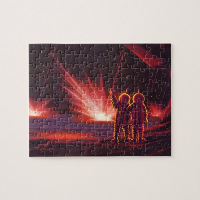 Alien der Vintagen Science Fiction Roter Planet Ex Puzzle (Horizontal)