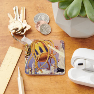 Alien der Vintagen Science Fiction Schlüsselanhänger