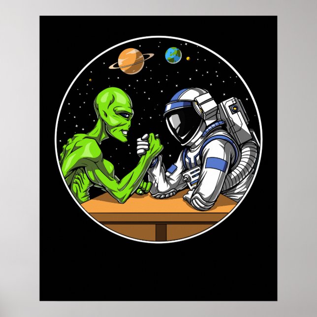 Alien des Weltraumamts Wrestling Funny Cosmic Poster (Vorne)