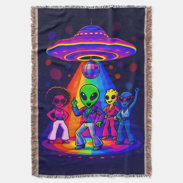 Alien Disco UFO with Disco Dancing Aliens Decke (Vorderseite Vertikal)