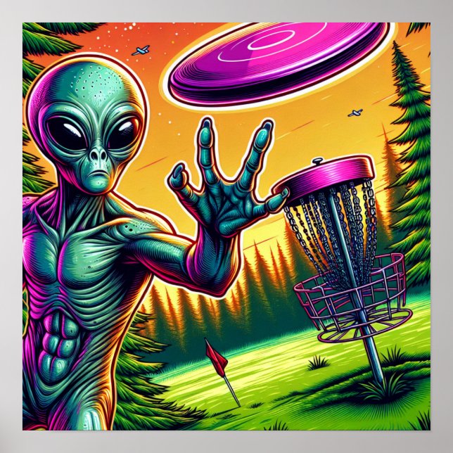Alien Disk Golf Button-Aktionskorb Poster (Vorne)