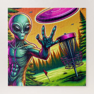 Alien Disk Golf Button-Aktionskorb Puzzle