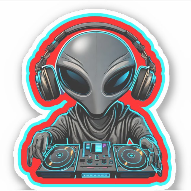 Alien DJ Aufkleber (Vorderseite)