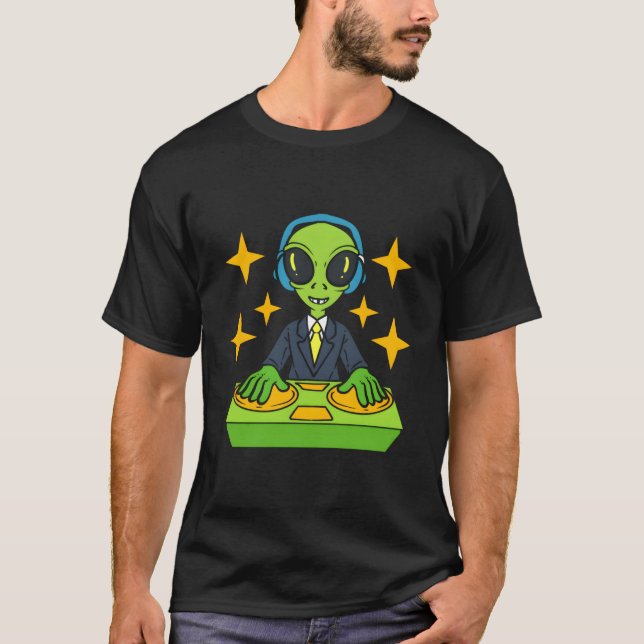 Alien Dj Disk Jockey T-Shirt (Vorderseite)