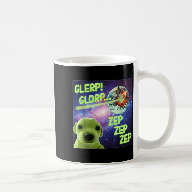 Alien Dog Meme Glerp Glorp Funny Space Laser Gift  Kaffeetasse (Rechts)