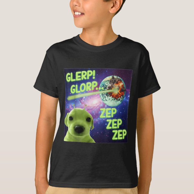 Alien Dog Meme Glerp Glorp Funny Space Laser Gift  T-Shirt (Vorderseite)