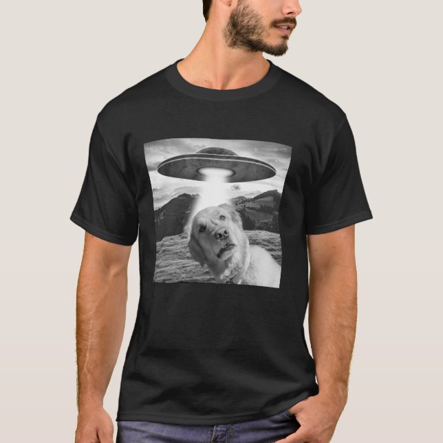 Alien Dog UFO Dog Selfie mit UFO Labrador Dog Spaß T-Shirt (Vorderseite)