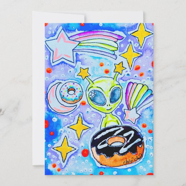 Alien-Donut Einladung (Vorderseite)