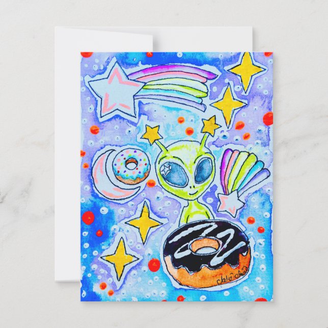 Alien-Donut Mitteilungskarte (Vorderseite)