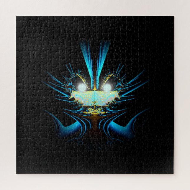 Alien Dragon Blue und Black Puzzle (Vertikal)