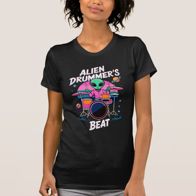 Alien Drummers Beat T - Shirt - Funky Alien Graphi (Vorderseite)