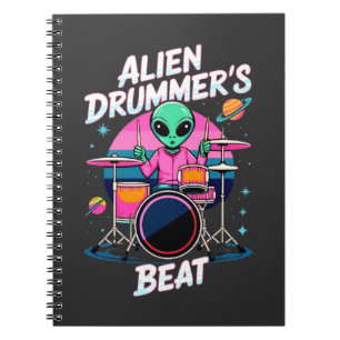Alien Drummers Beat T - Shirt - Funky Alien Graphi Notizblock