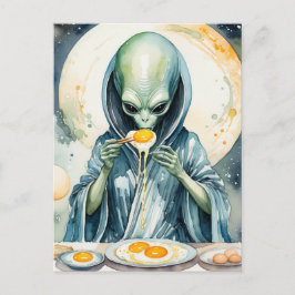 Alien Eating Eggs Postkarte