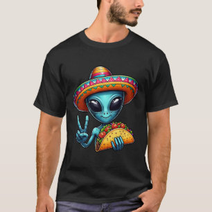Alien Eating Taco Cinco De Mayo Sombrero Mexican F T-Shirt