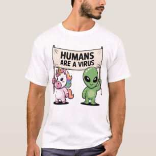 Alien Einhorn Humans Virus Shirt