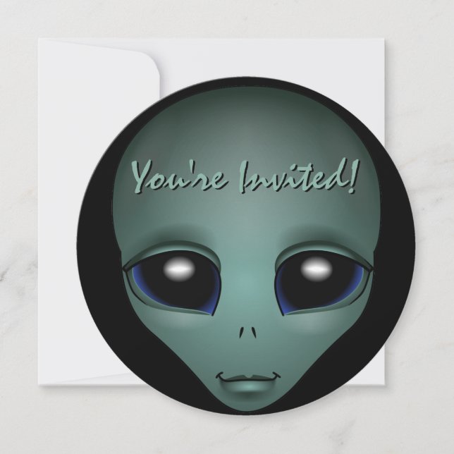 Alien Einladungen Personalisierte Niedliche Alien  (Vorderseite)