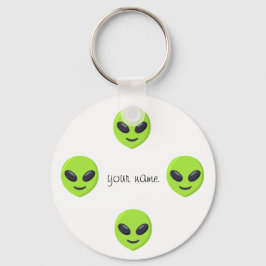Alien Emoji Face und '' Ihr Name hier " Schlüsselanhänger