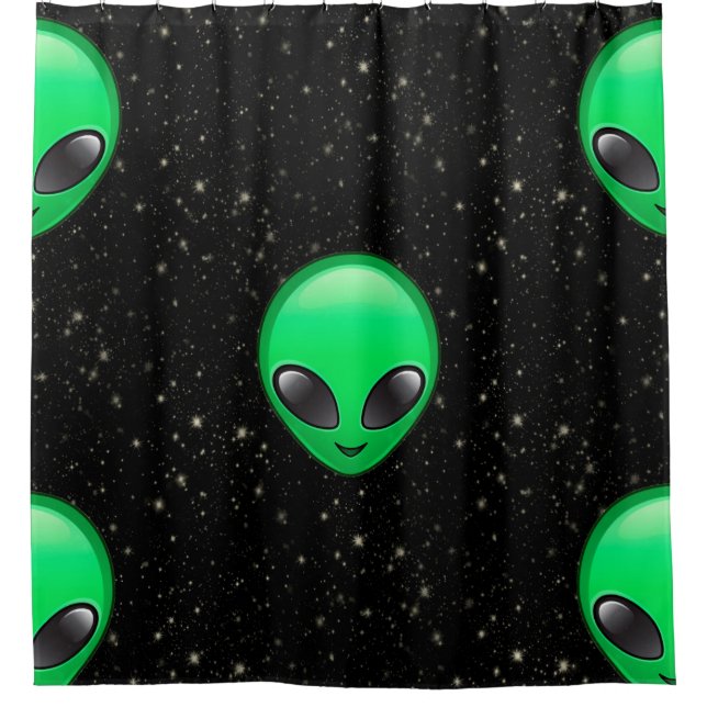 Alien Emojis Duschvorhang (Vorderseite)