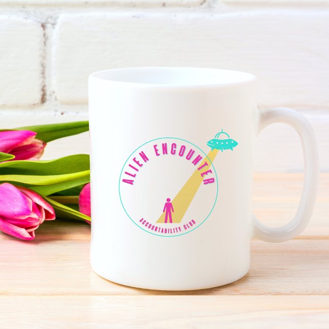 Alien Encounter Club Funny Pink & Aquamarin Graphi Kaffeetasse (Von Creator hochgeladen)
