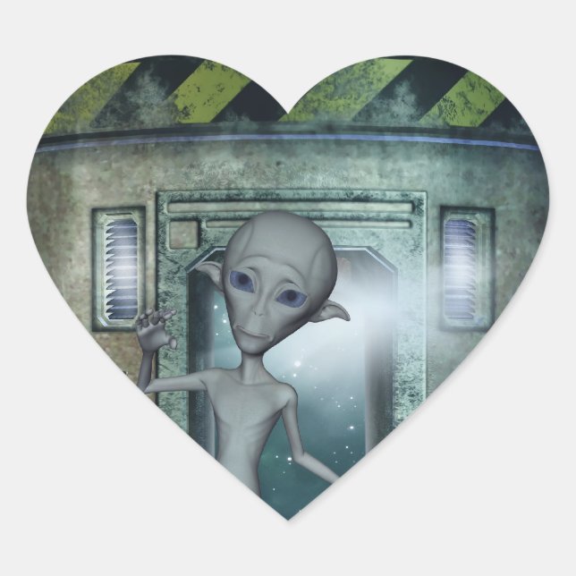 Alien Encounters Heart Sticker (Vorderseite)