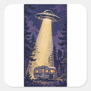Alien-Entführung-Camper-Aufkleber Quadratischer Aufkleber