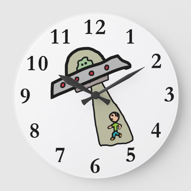 Alien Entführung Große Wanduhr (Vorderseite)