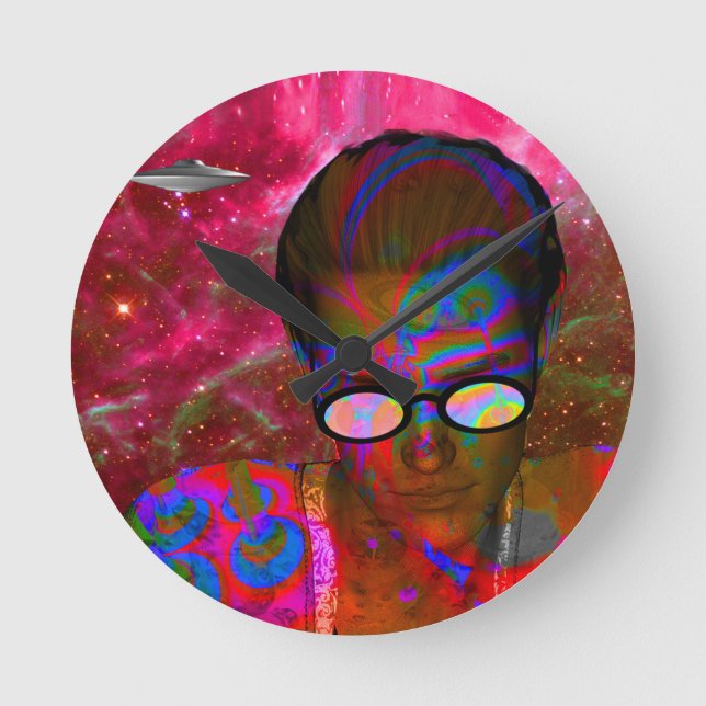 Alien Entführung Runde Wanduhr (Vorderseite)