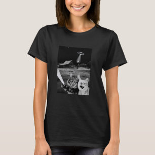 Alien Entführung Selfie u2013 Lustige Katze & UFO T-Shirt