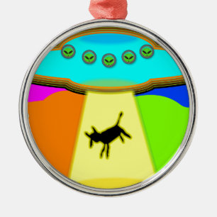 Alien Entführung Silbernes Ornament