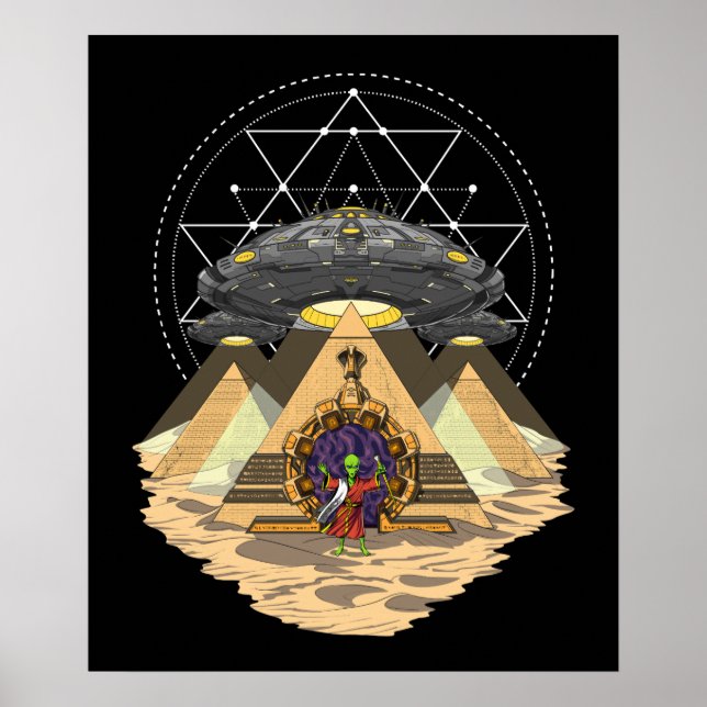 Alien Entführung Space Annunaki ägyptische Pyramid Poster (Vorne)