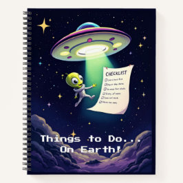 Alien-Entführungs-Checkliste | Whimsical Retro-Sci Notizbuch