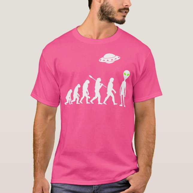 Alien Evolution Lustig Ufo Alien T-Shirt (Vorderseite)
