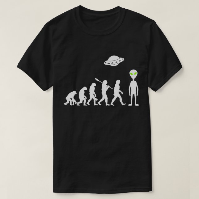Alien-Evolution lustiges UFO-Design T-Shirt (Design vorne)
